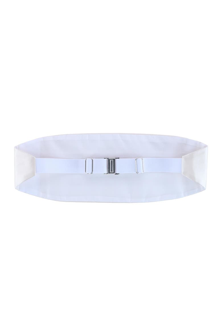 Sutton Solid Color Silk Cummerbund & Bow Tie Bundle, Alternate, color, Ivory