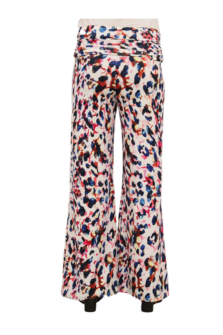 Womens Essential Cheetah Print Foldover Waist Wide Leg Pants, Alternate, color, White Multi