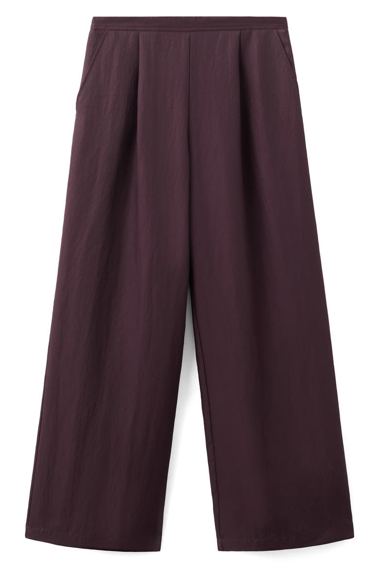 Pleated Palazzo Pants, Alternate, color, BURGUNDY