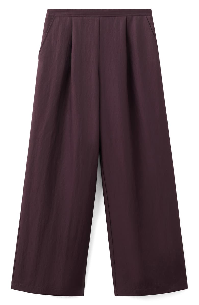 MANGO Pleated Palazzo Pants, Alternate, color, Burgundy