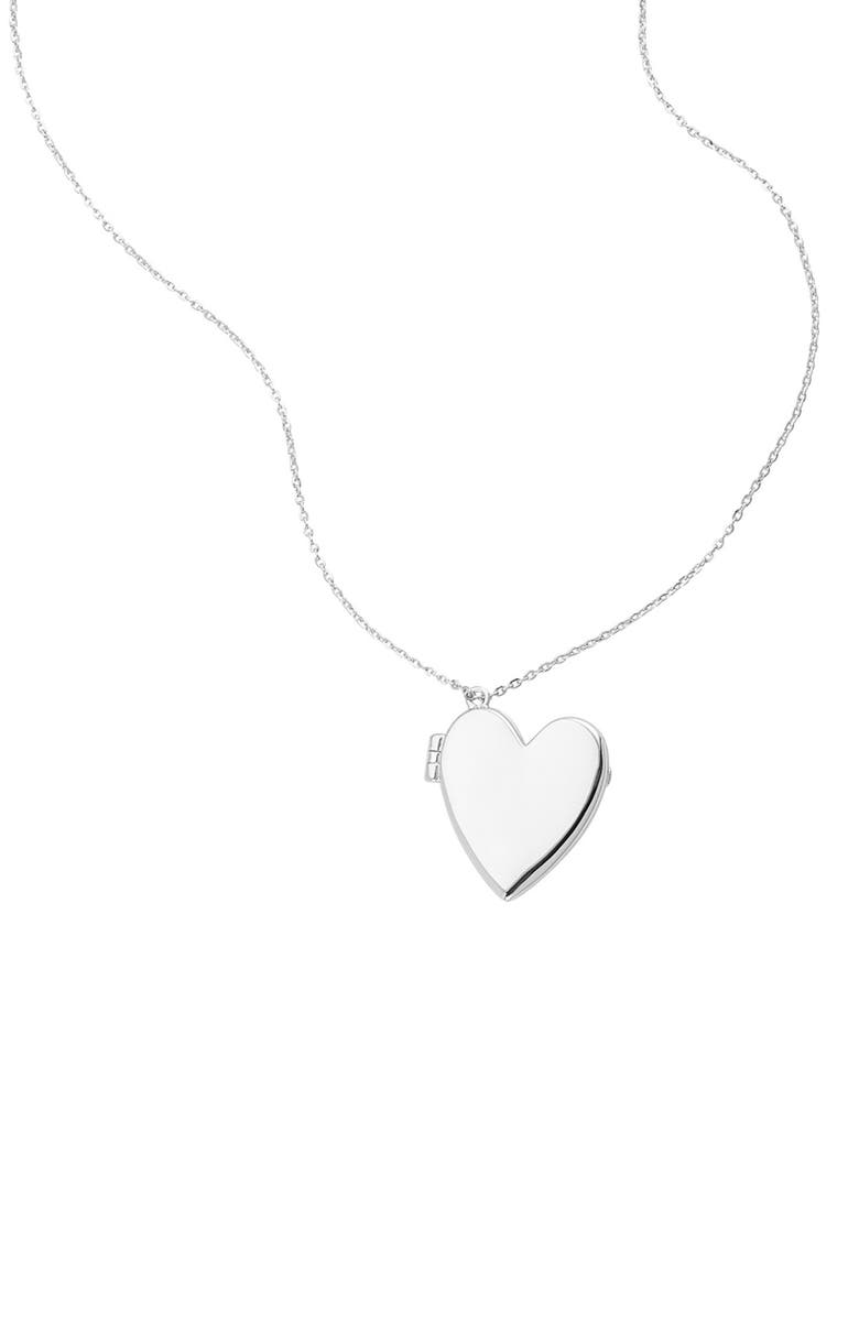 Adornia 14K Gold Plated Heart Locket Pendant Necklace, Main, color, Silver