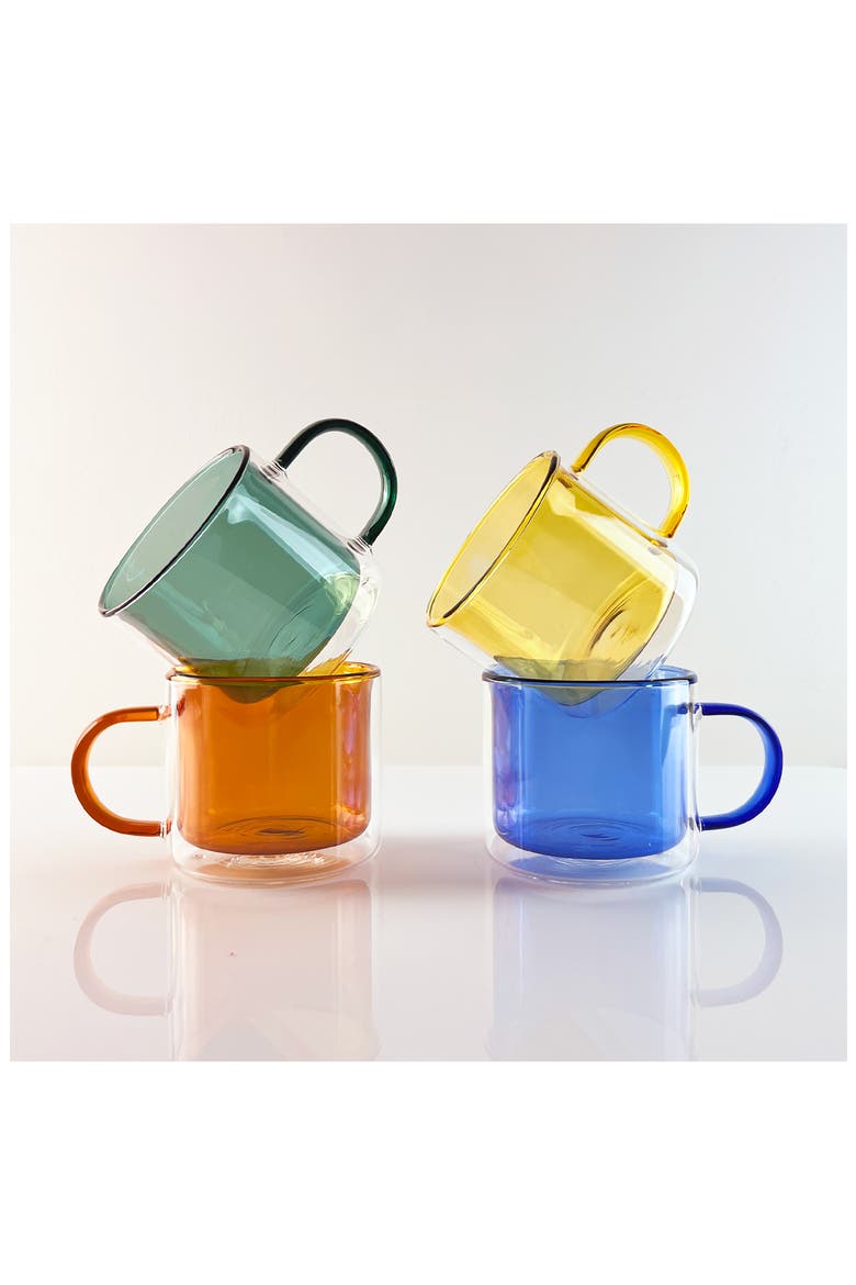 Cubo Set of 4 Medium Glass Mugs, Alternate, color, MULTI