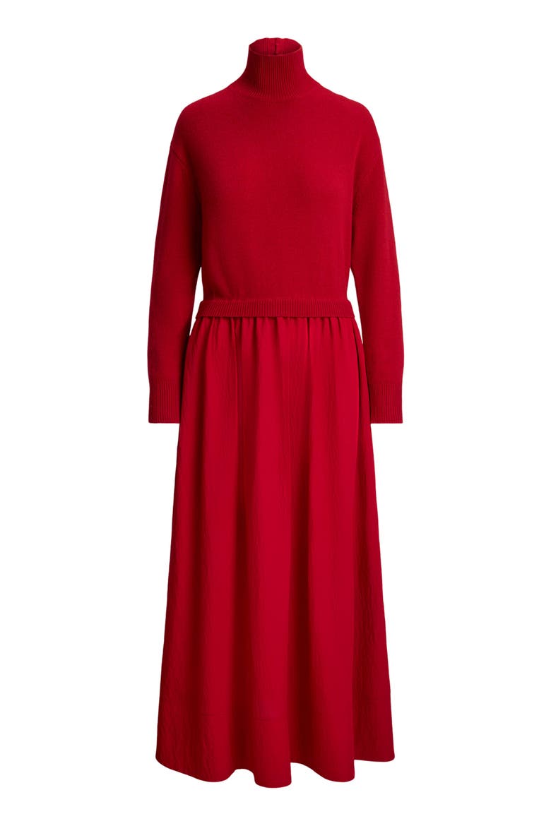 Mixed Media Maxi Dress, Alternate, color, RED