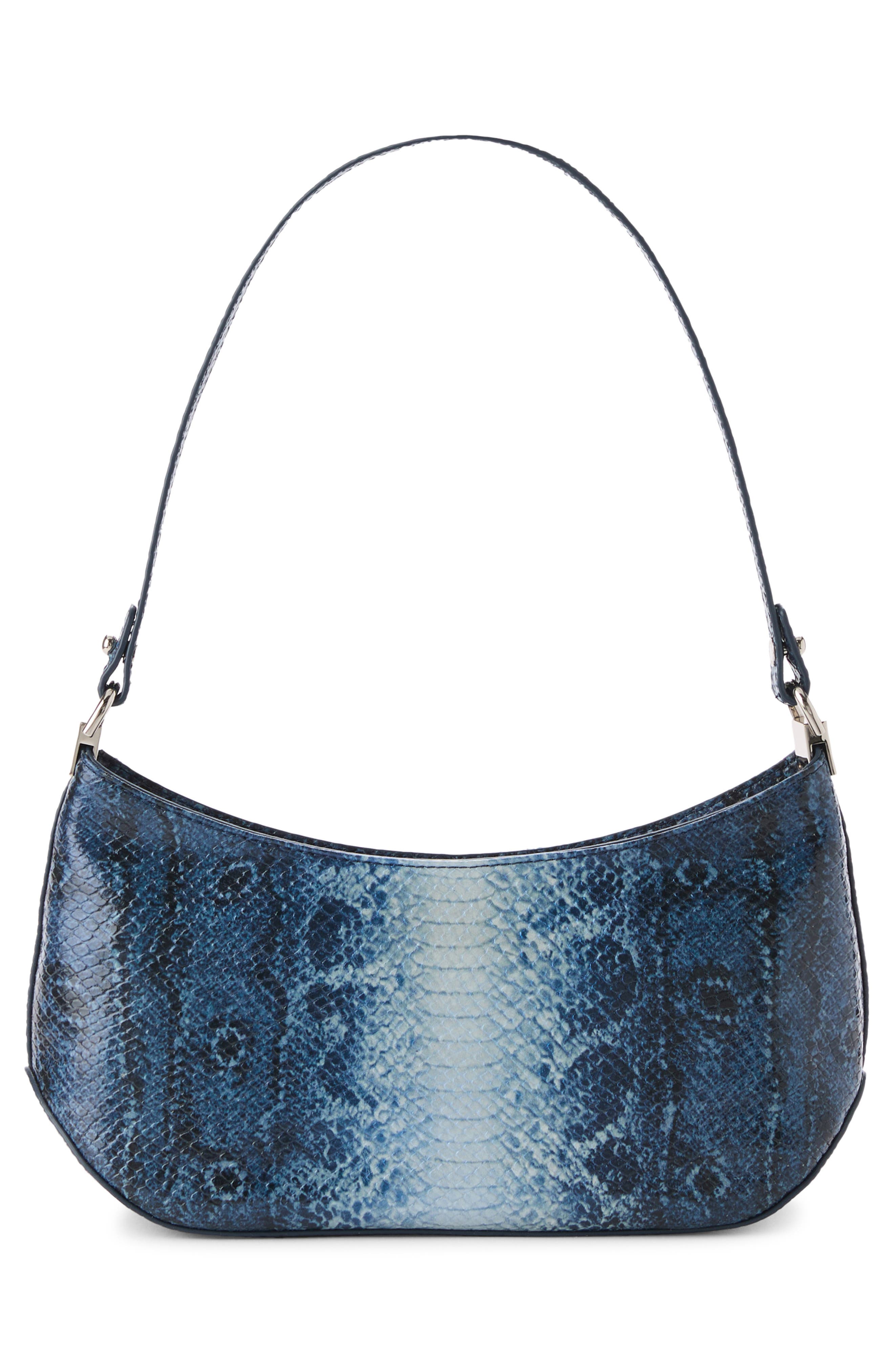 Lilibeth Croc Embossed Leather Shoulder Bag, Alternate, color, VINTAGE INDIGO