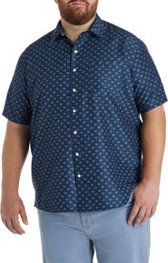 Harbor Bay by DXL Big & Tall Leaf Print Microfiber Sport Shirt