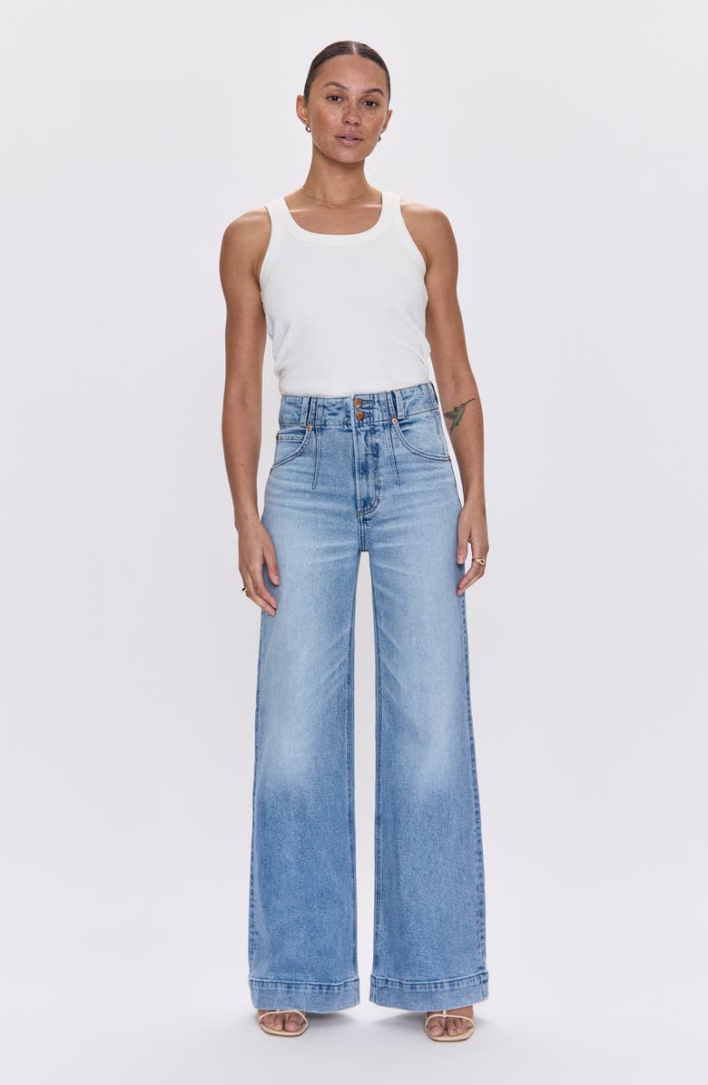Pistola Lana Double Button Wide Leg Jeans, Alternate, color, 