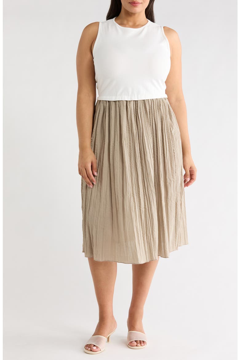 Sleeveless Mixed Media Dress, Main, color, IVY/NUDE