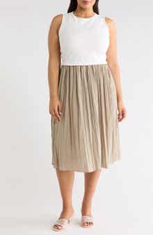 TASH AND SOPHIE Sleeveless Mixed Media Dress