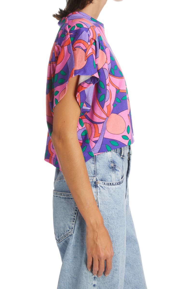 Isabel Marant Zinalia Abstract Print Cotton Crop Top, Alternate, color, 