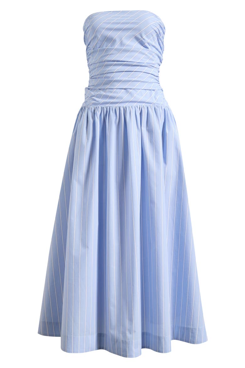Mulholland Strapless Cotton Midi Dress, Alternate, color, CHAMBRAY