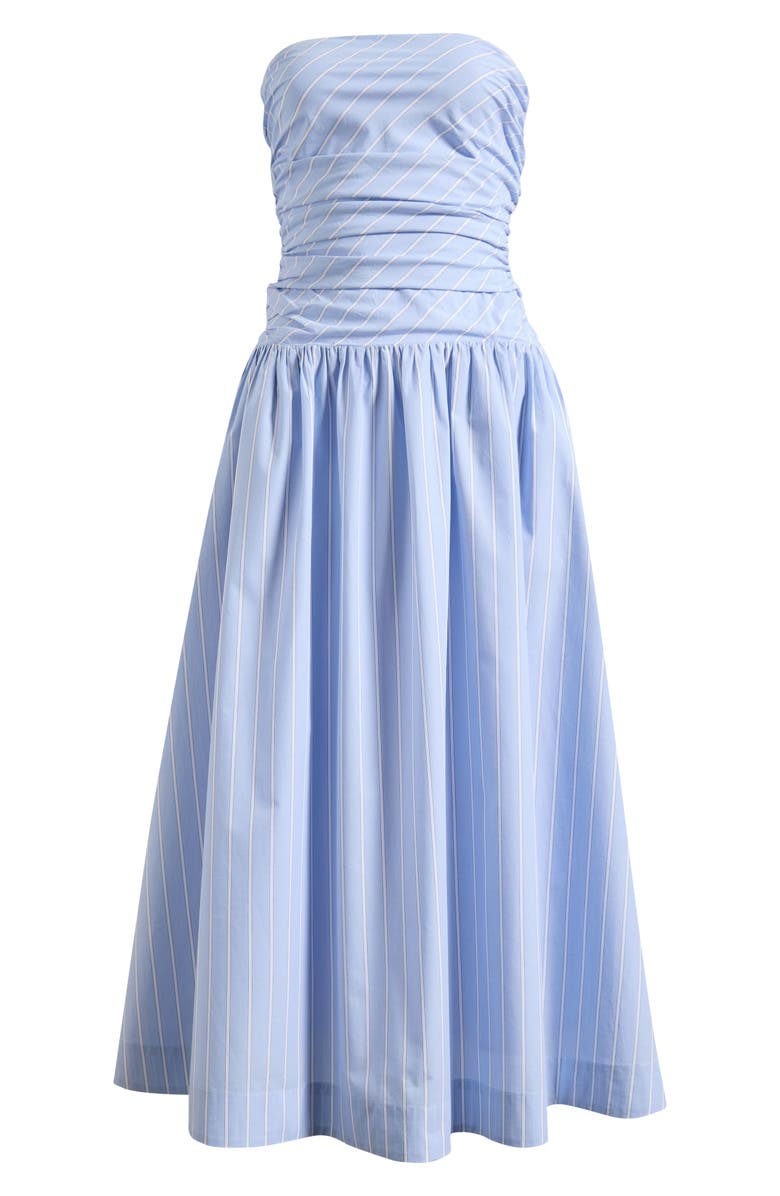 Nia Mulholland Strapless Cotton Midi Dress, Alternate, color, Chambray