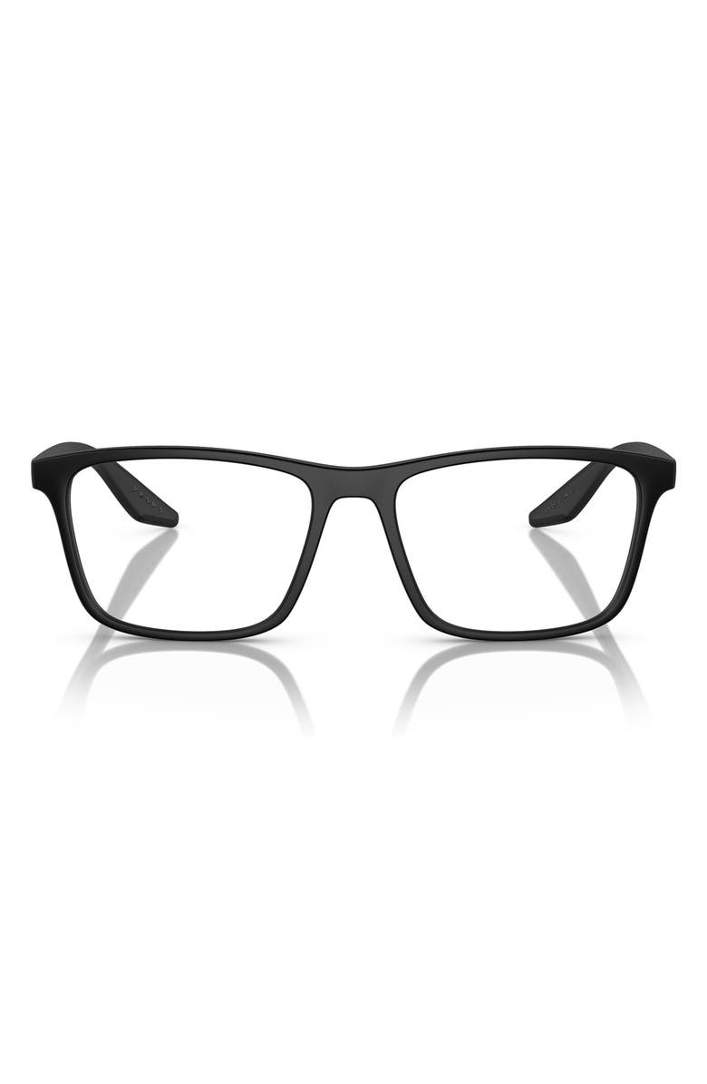 Prada Linea Rossa 56mm Pillow Optical Glasses, Main, color, Rubber Black