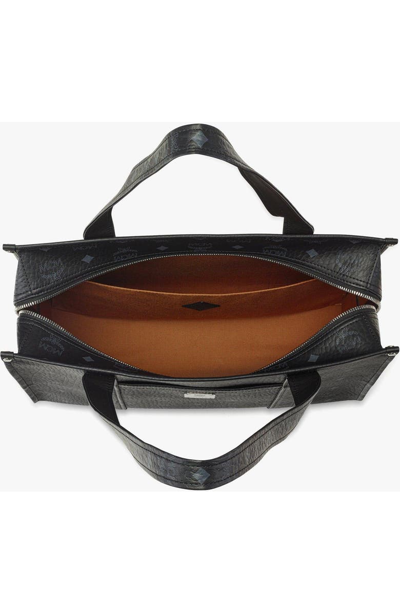 MCM Small Aren School Bag Tote in Visetos, Alternate, color, Black