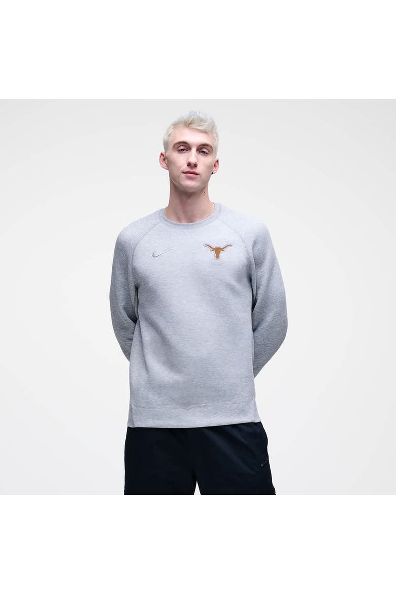 Men's Nike Heather Gray Texas Longhorns Tech Fleece Raglan Sweatshirt, Alternate, color, Heather Gray