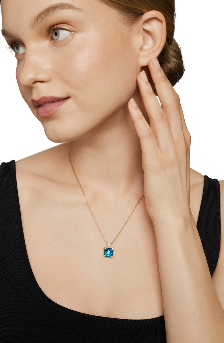 David Yurman Châtelaine Pendant Necklace with Diamonds, Alternate, color, Hampton Blue Topaz