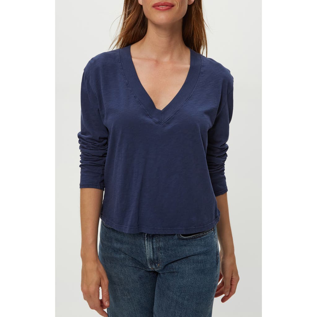 Michael Stars Brea V-neck Supima Cotton Top In Blue