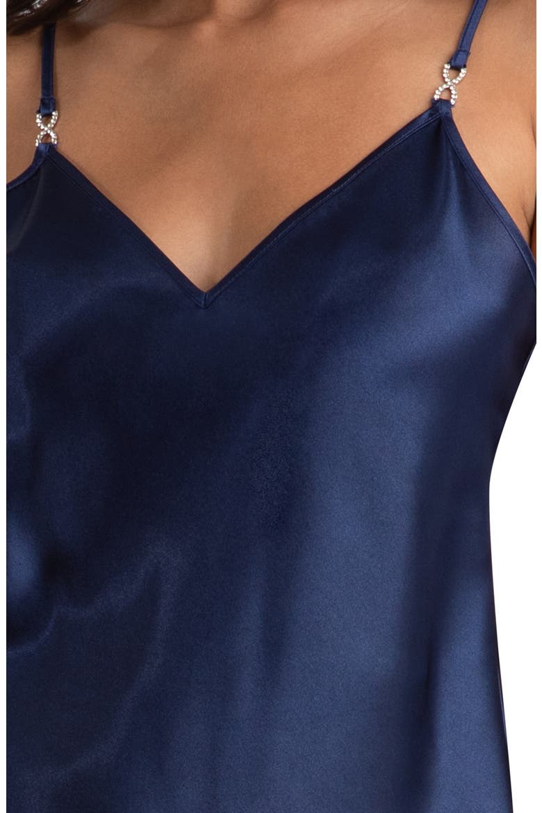 Noelle Feather Trim Satin Pajamas, Alternate, color, BRIGHT NAVY