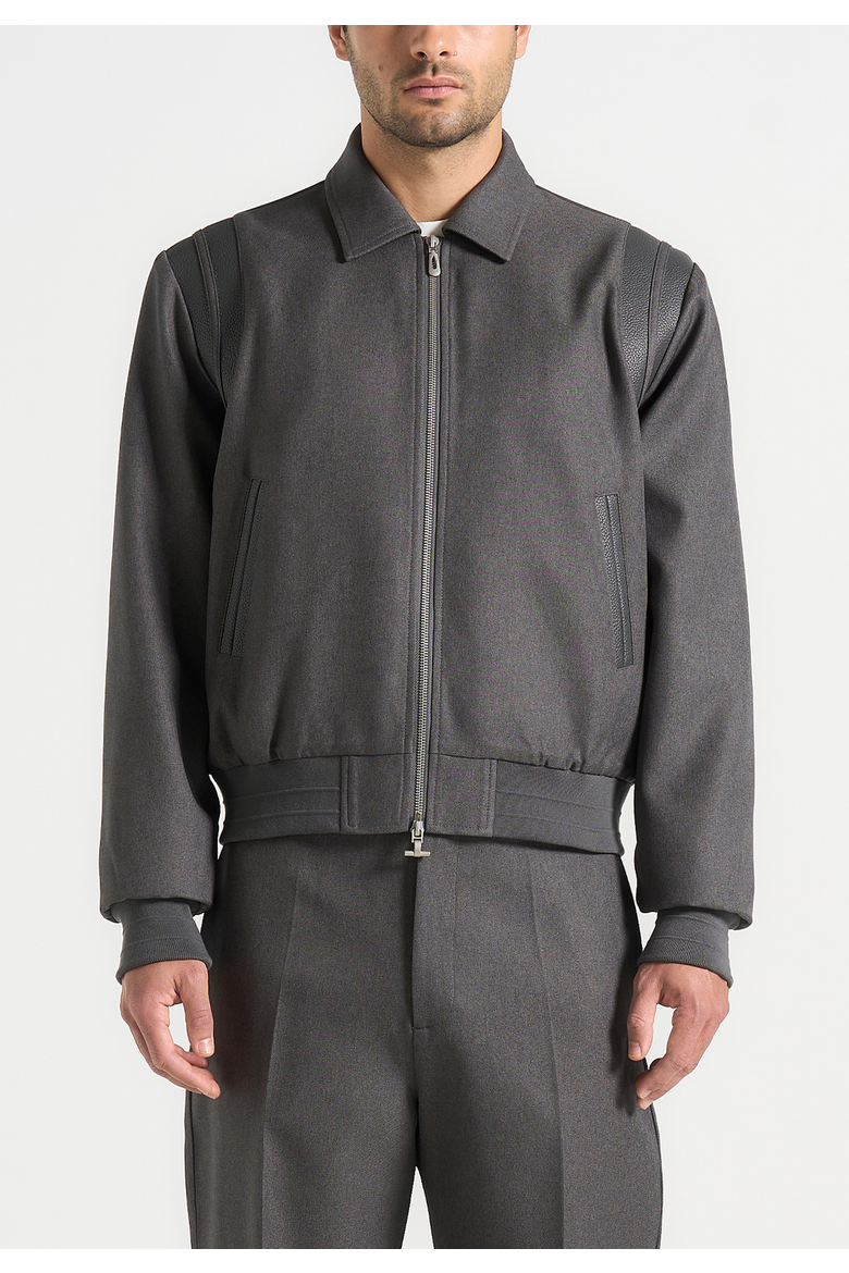 Denis Structured Varsity Jacket, Alternate, color, Grey