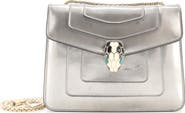 Pre-Owned Bvlgari Serpenti Forever Square Shoulder Bag Metallic Leather Small