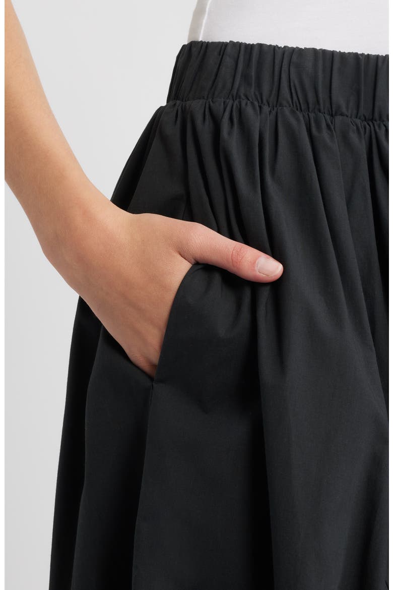 Cala Cotton Blend Bubble Midi Skirt, Alternate, color, BLACK