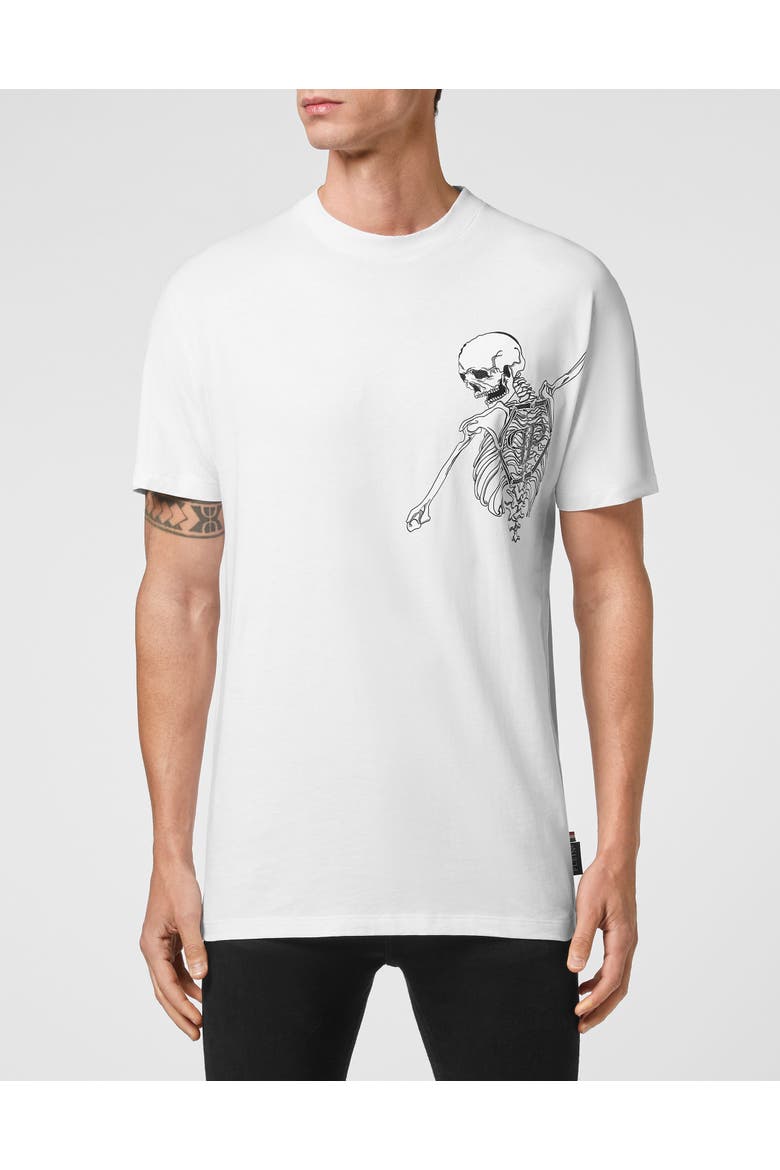 Jersey T-Shirt Round Neck Ss Skeleton Men, Main, color, white