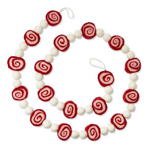 Peppermint Candy Wool Garland Holiday Decor for Christmas