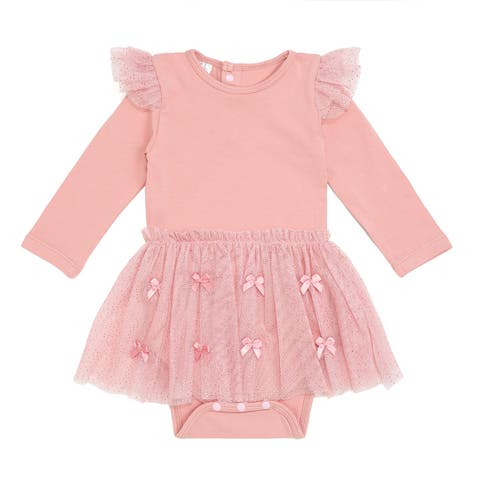 Satin Bow Long Sleeve Tutu Bodysuit (baby)