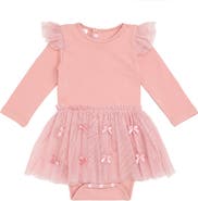 Sweet Wink Satin Bow Long Sleeve Tutu Bodysuit (baby)