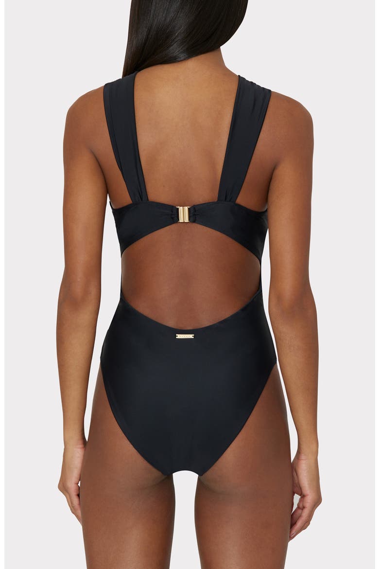 Betsy Draped One-Piece Swimsuit, Alternate, color, BLACK