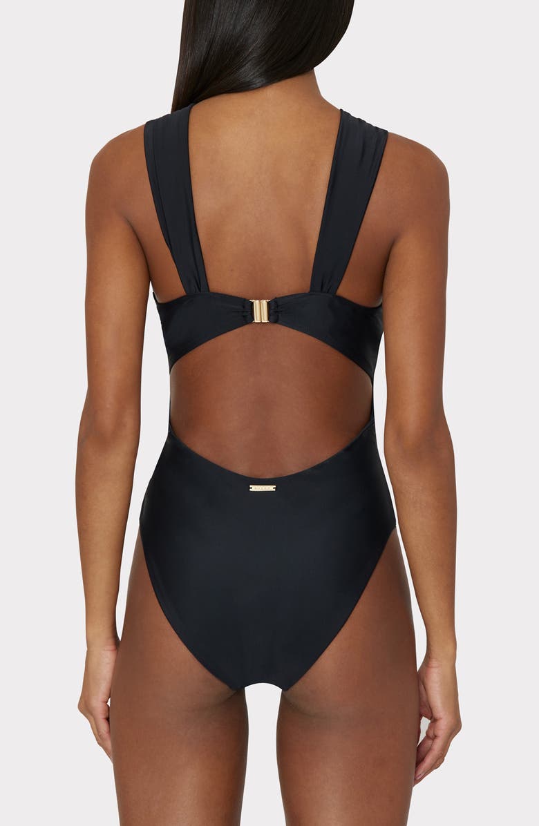 Milly Betsy Draped One-Piece Swimsuit, Alternate, color, Black