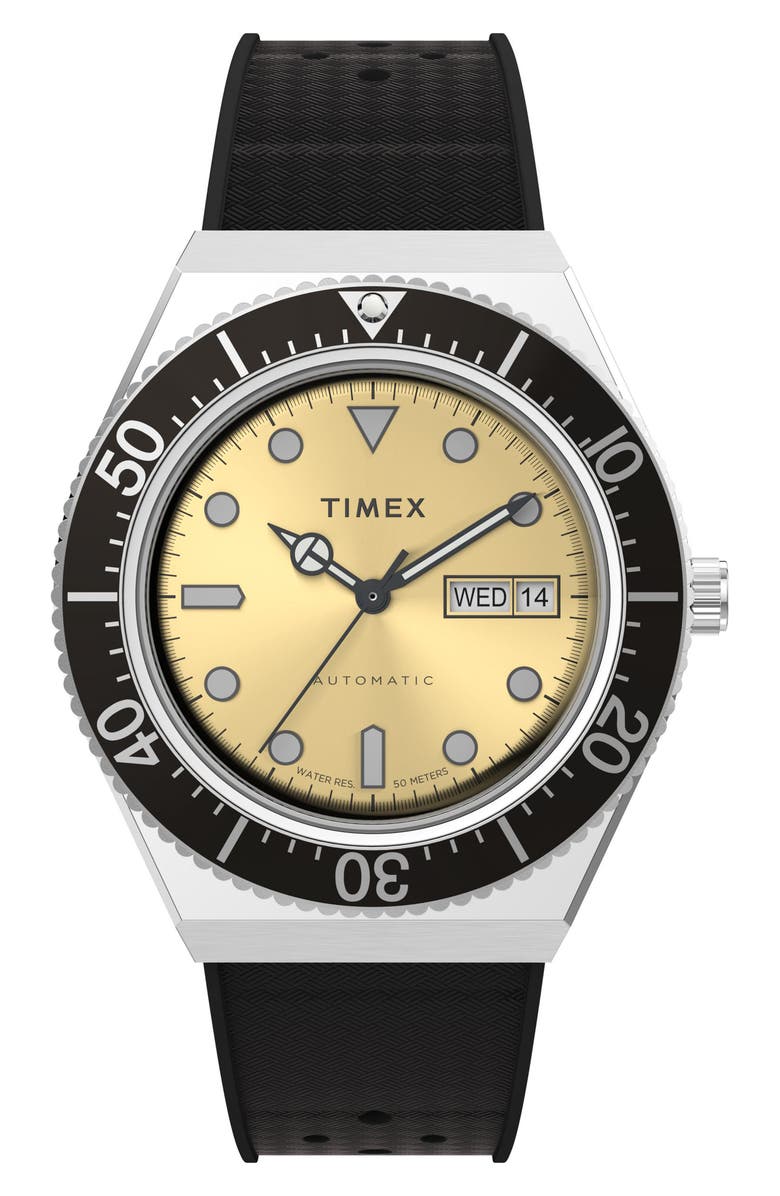 Timex<sup>®</sup> M79 Automatic Rubber Strap Watch, 40mm, Main, color,