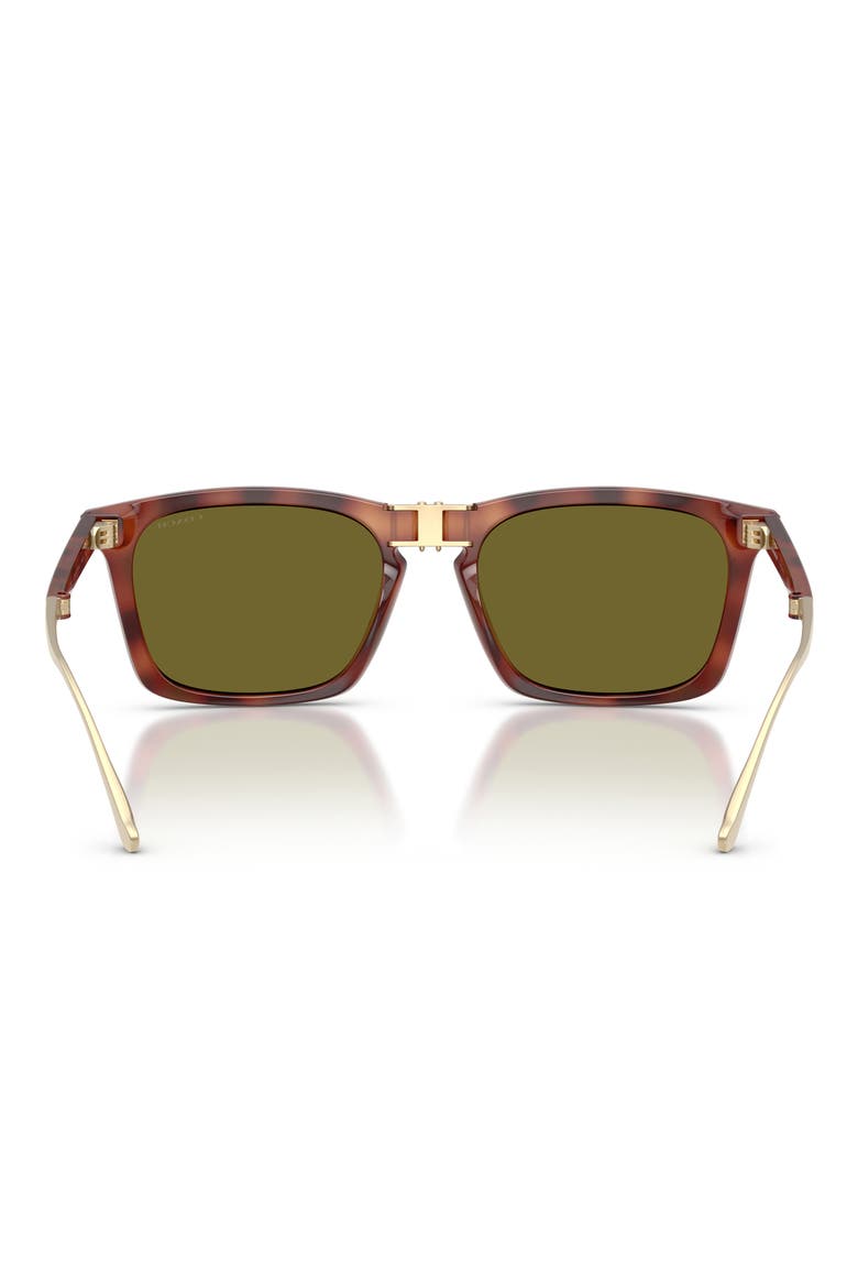 56mm Square Sunglasses, Alternate, color, CARAMEL TORTOISE / GREEN SOLID