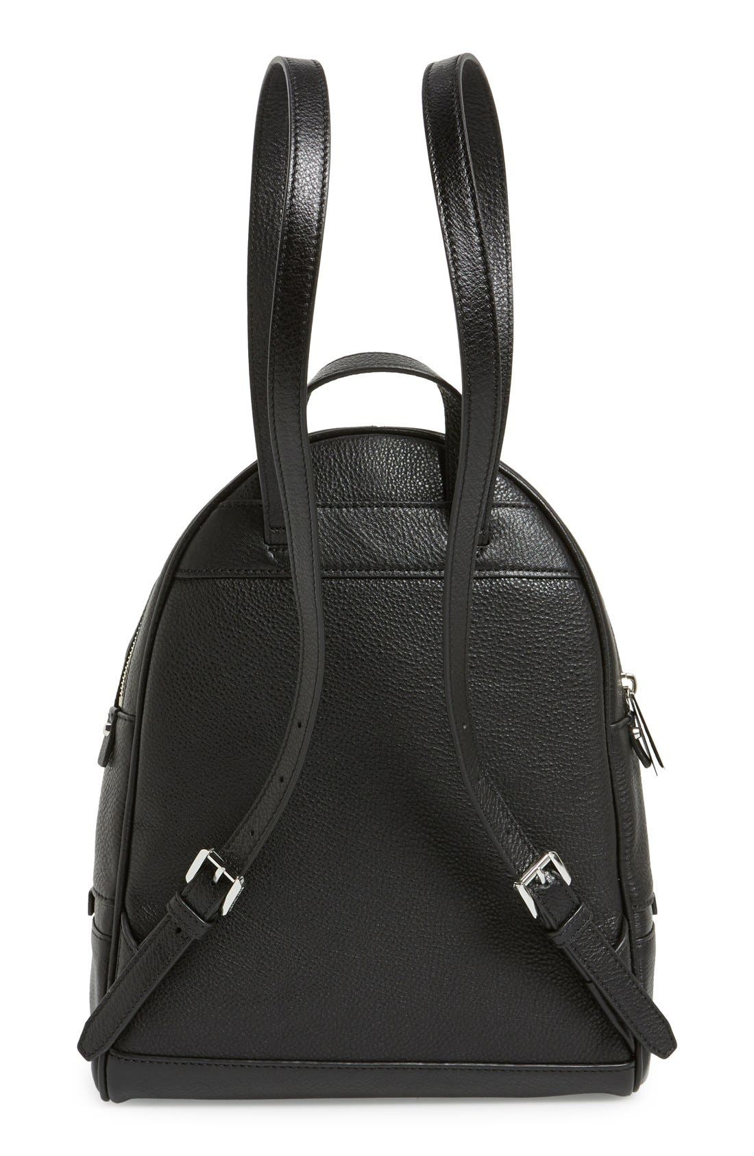 'Small Rhea Zip' Leather Backpack, Alternate, color, BLACK/ SILVER