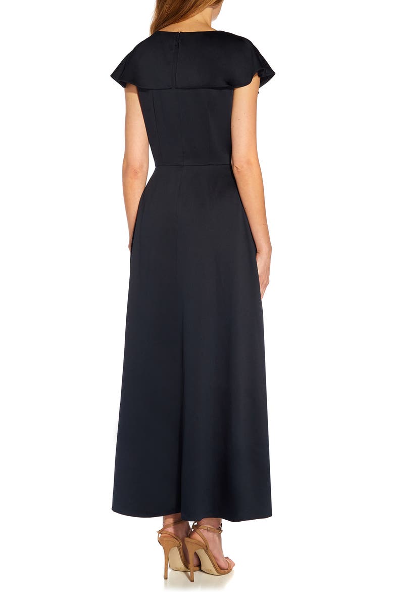 Ruffle Satin Crepe Wide Leg Maxi Romper, Alternate, color, DARK NAVY