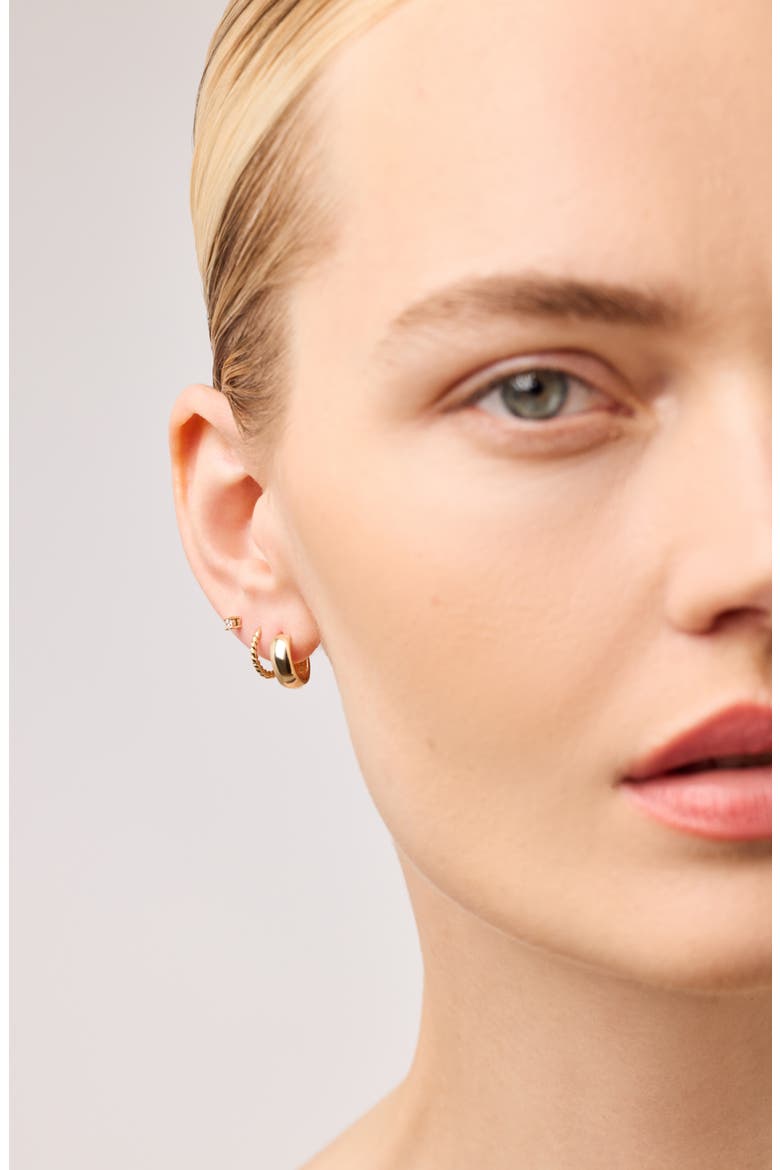 Solid Yellow Gold - Gold Slim Twist Hoops, Alternate, color, Gold