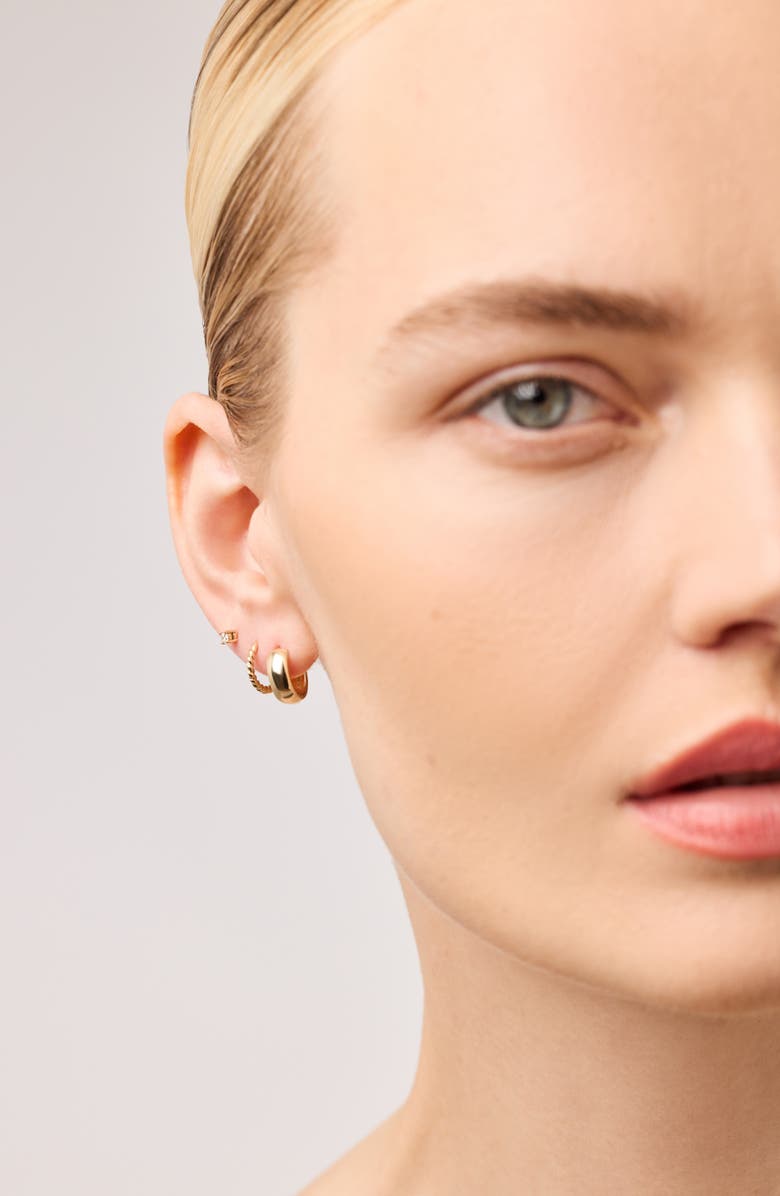 Ana Luisa Solid Yellow Gold - Gold Slim Twist Hoops, Alternate, color, Gold