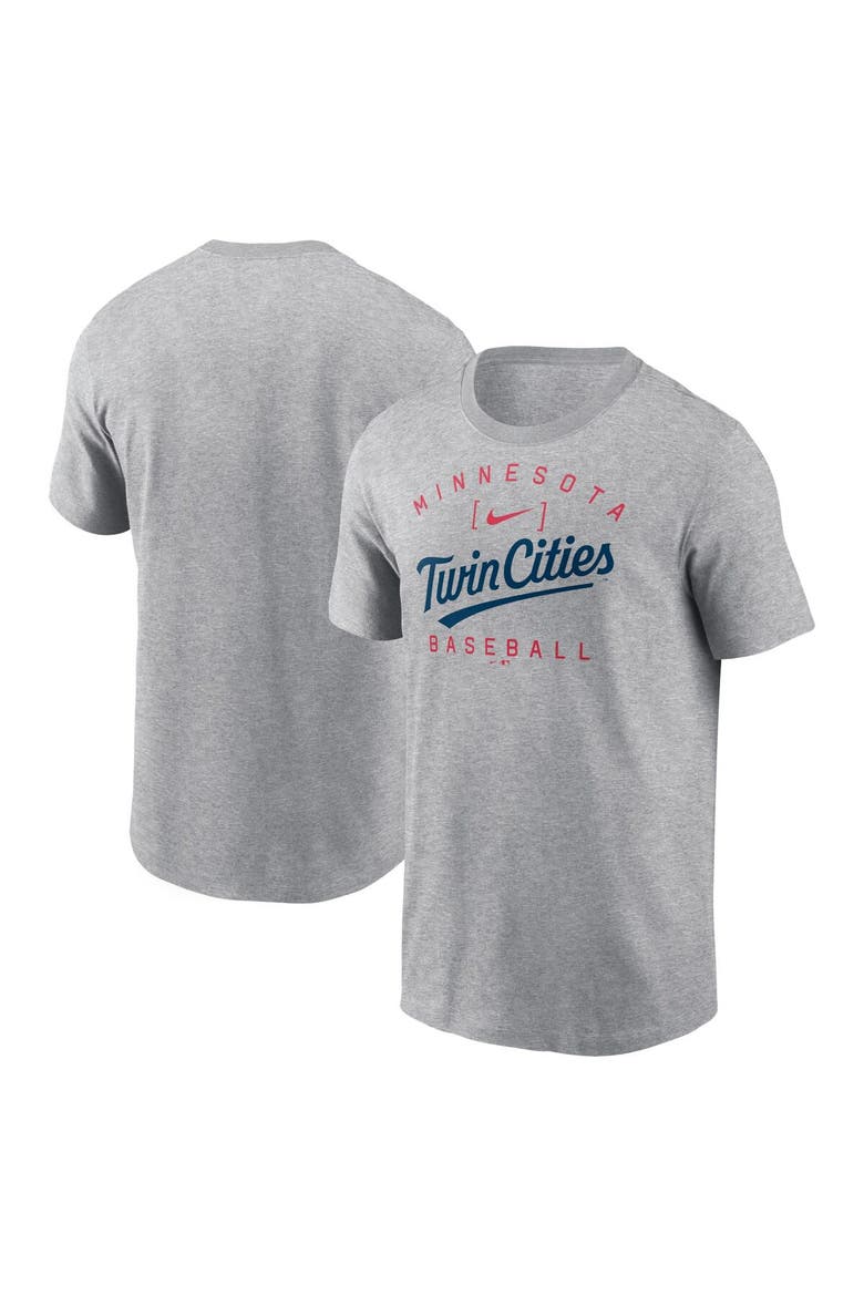Men's Nike Heather Gray Minnesota Twins Home Team Athletic Arch T-Shirt, Main, color, Heather Gray