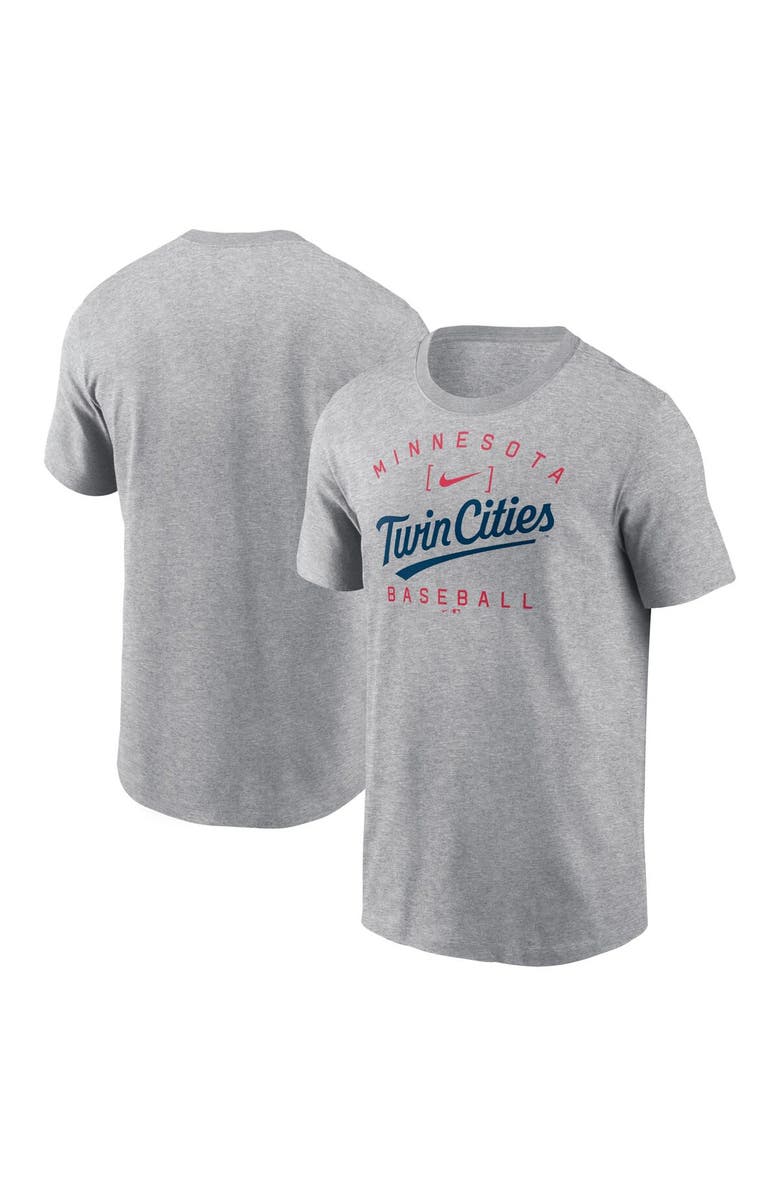 Nike Men's Nike Heather Gray Minnesota Twins Home Team Athletic Arch T-Shirt, Main, color, Heather Gray