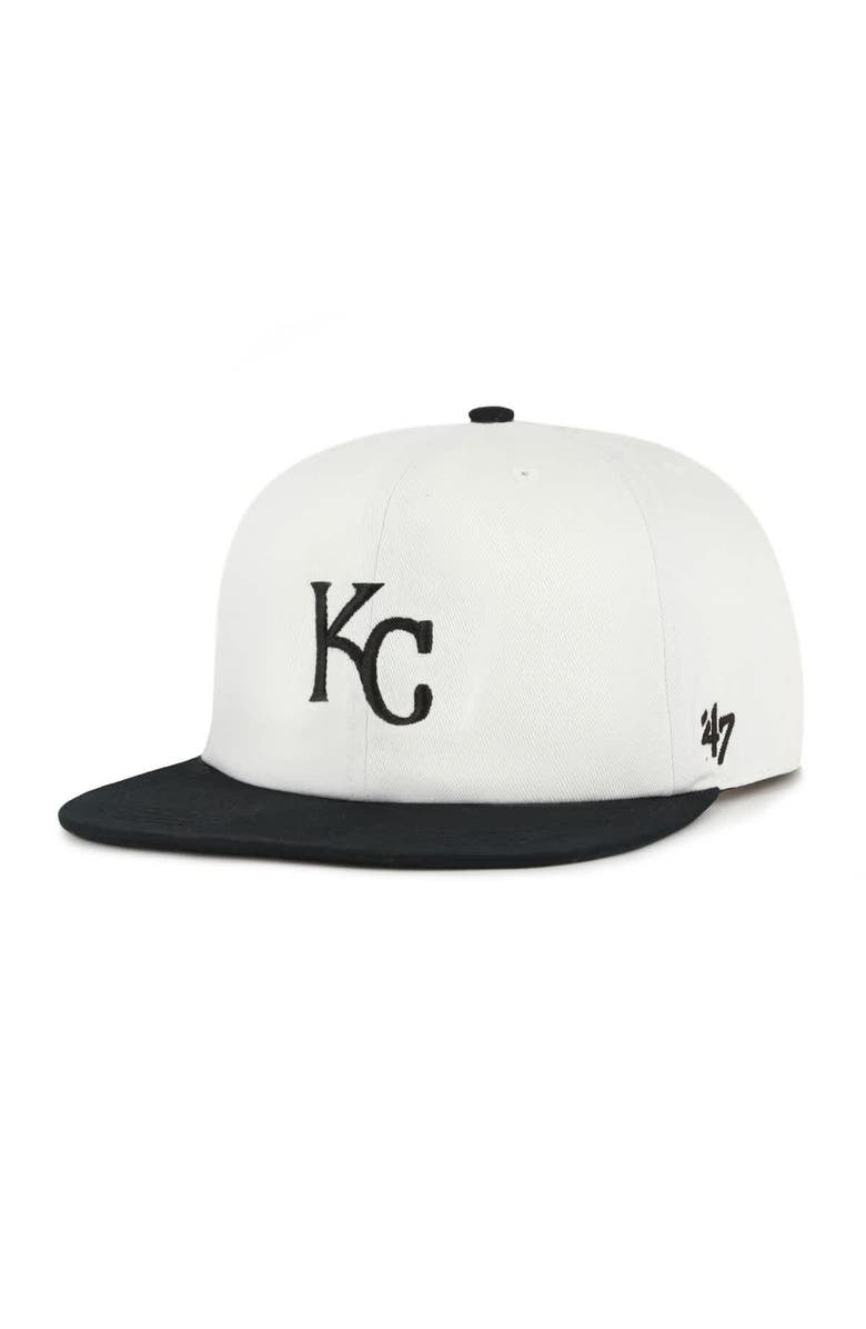 '47 Men's '47 White/Black Kansas City Royals Foundation Captain Snapback Hat, Alternate, color, White
