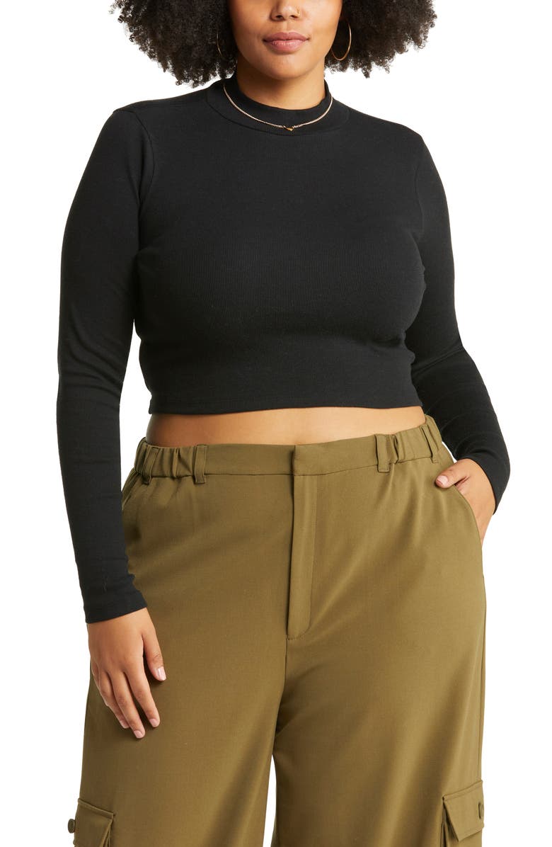 BP. Long Sleeve Mock Neck Crop Top, Main, color, 