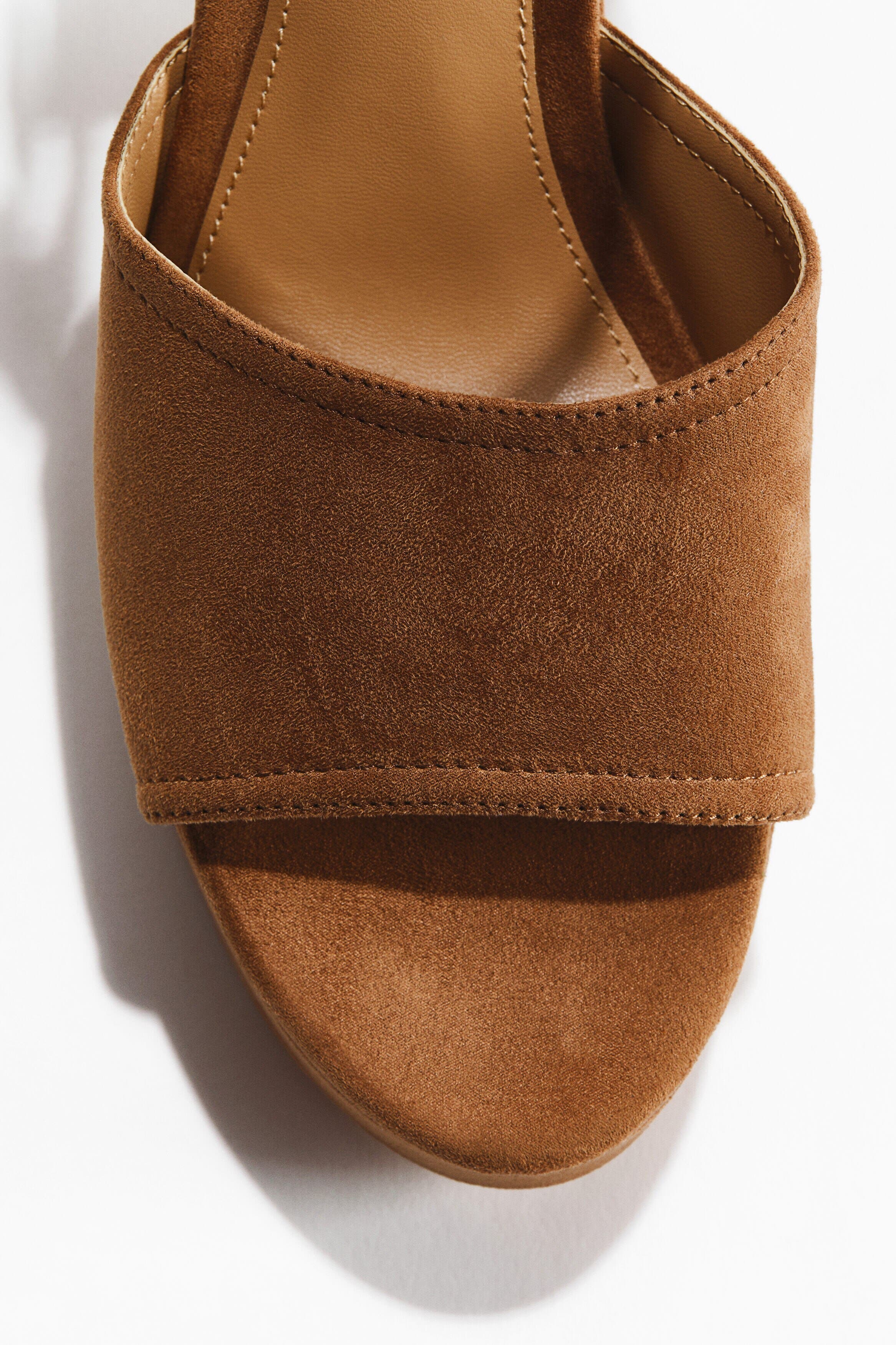 H&M Block-heeled Platform Sandals, Alternate, color, Beige