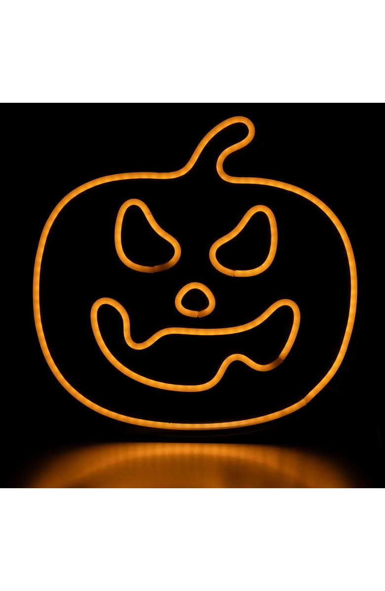 Northlight LED Jack-O-Lantern Neon Lighted Halloween Wall or Window Decoration - 15" - Orange, Alternate, color, Orange