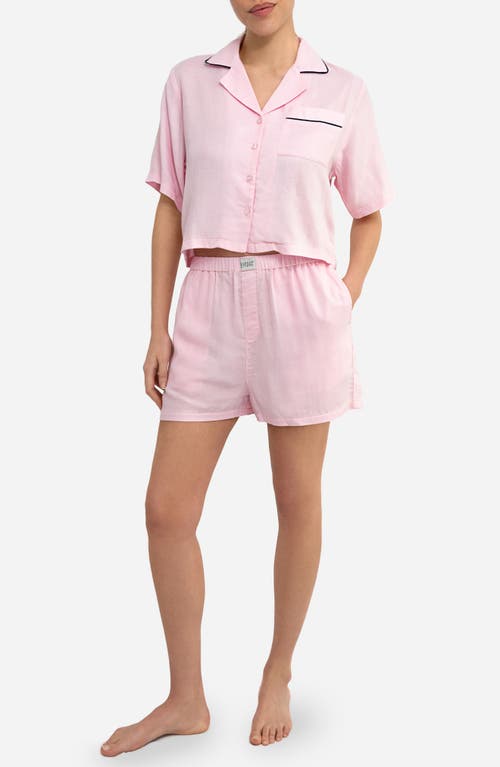 Sunday Citizen Piped Cotton Blend Pajamas In Pink
