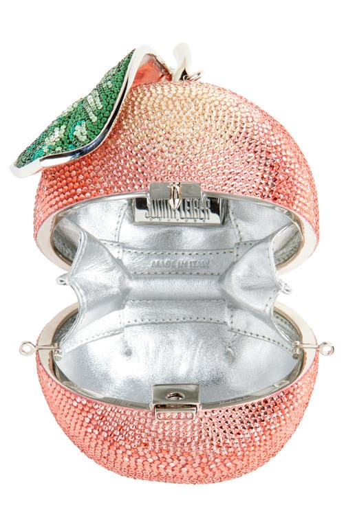 Judith Leiber Couture Peachy Keen Crystal Embellished Clutch In Silver Light Peach Multi