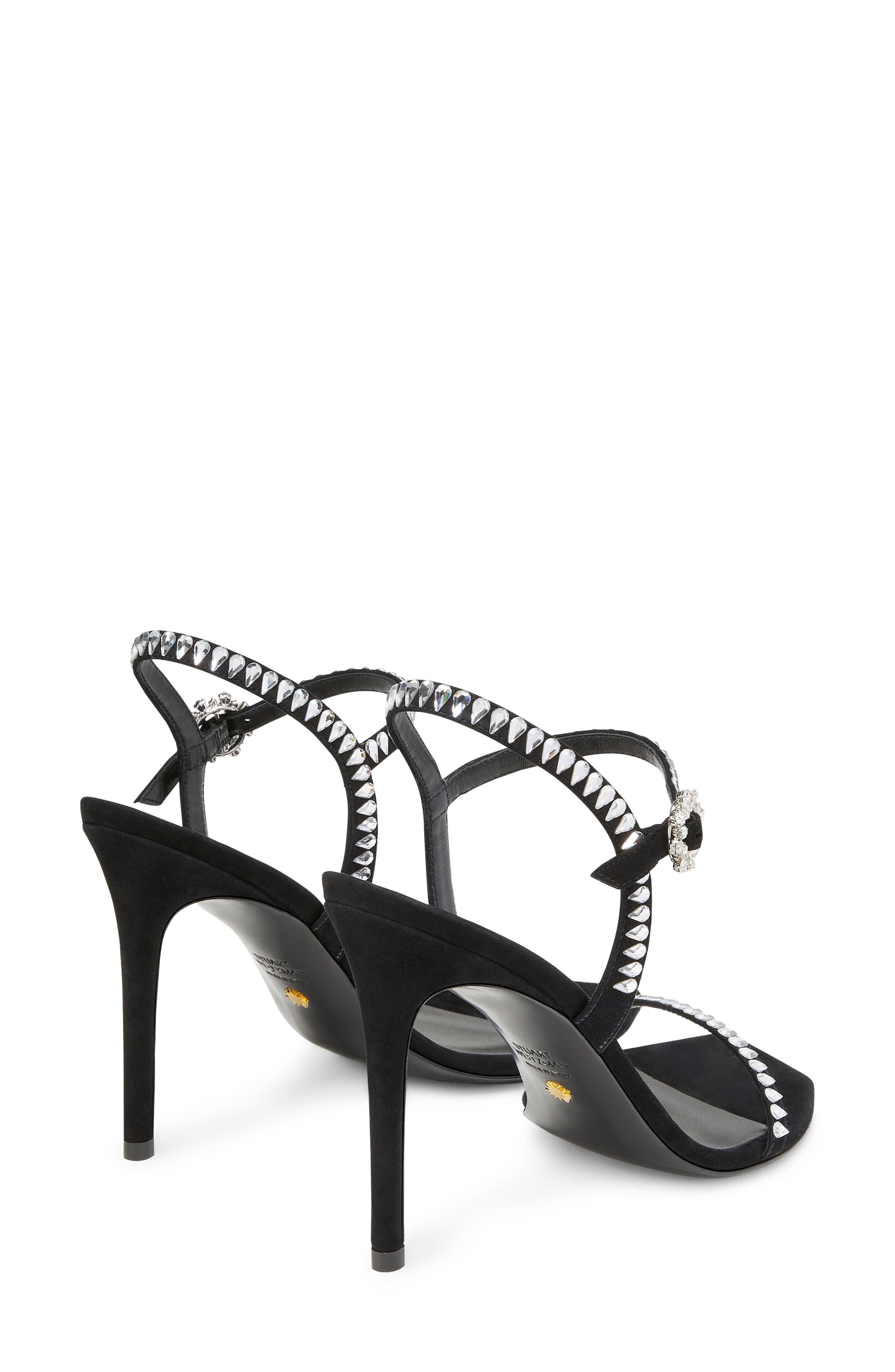 Stuart Weitzman Gemcut Sandal, Alternate, color, Black