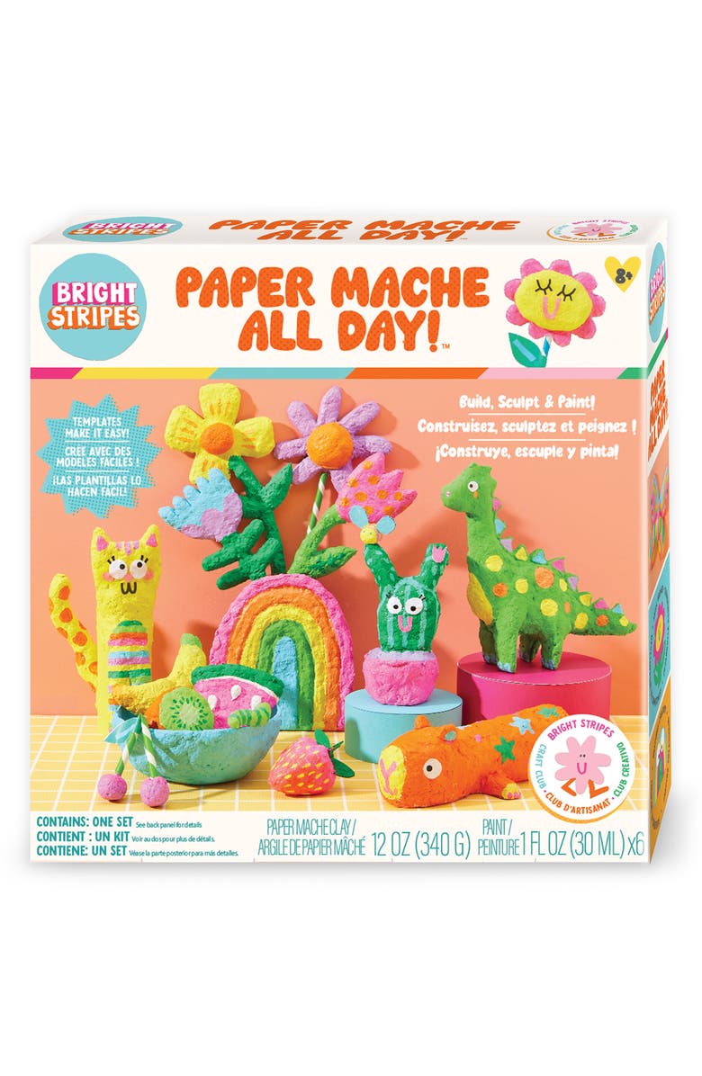 BRIGHT STRIPES Paper Mache All Day Art Kit, Main, color, Multi