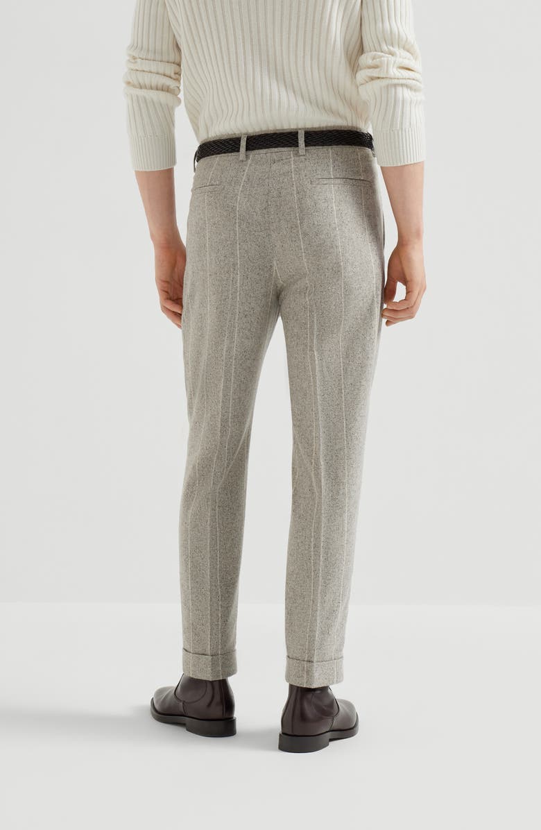 Brunello Cucinelli Leisure fit trousers with pleats, Alternate, color, Salt