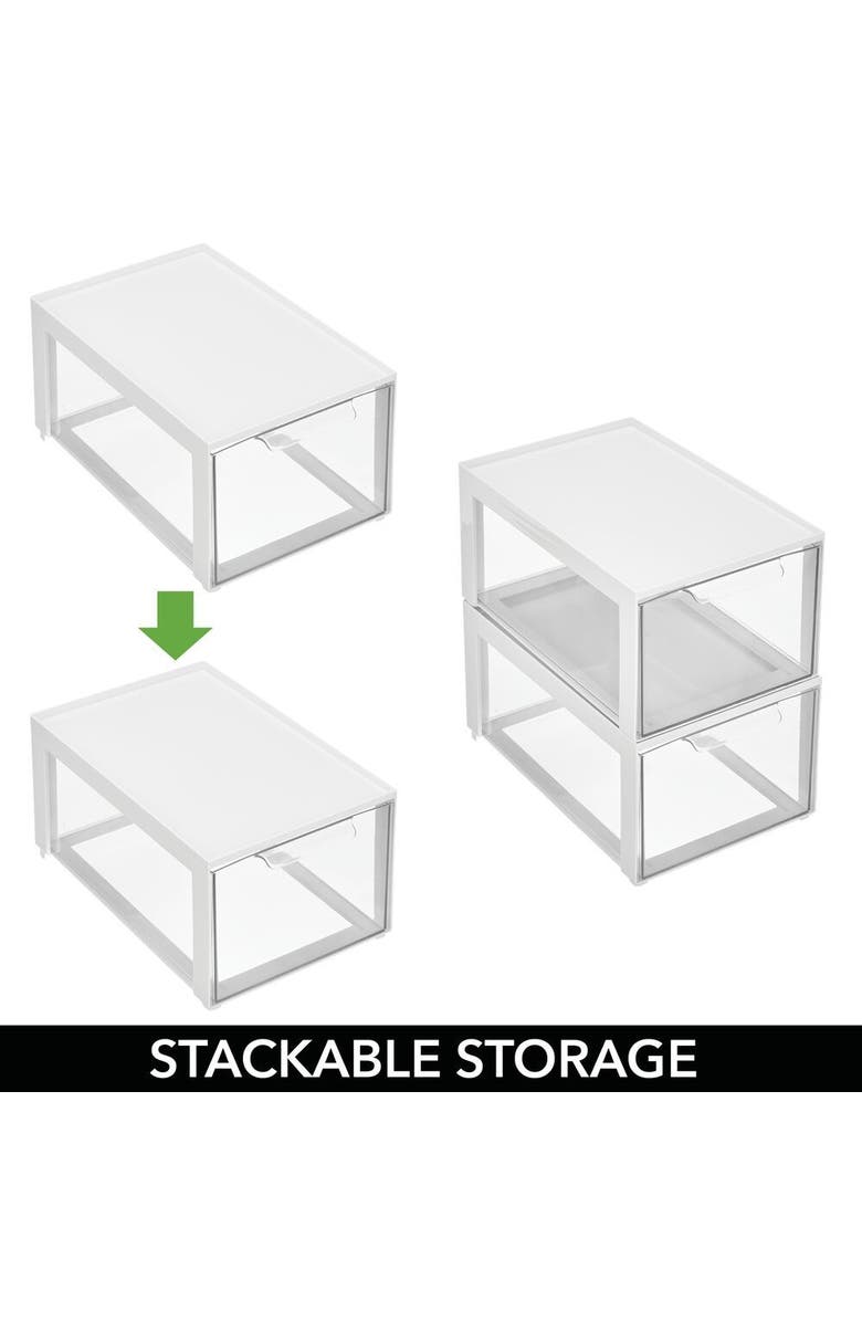 mDesign Plastic Office Storage Stack Organizer with Drawer, 2 Pack, Alternate, color,