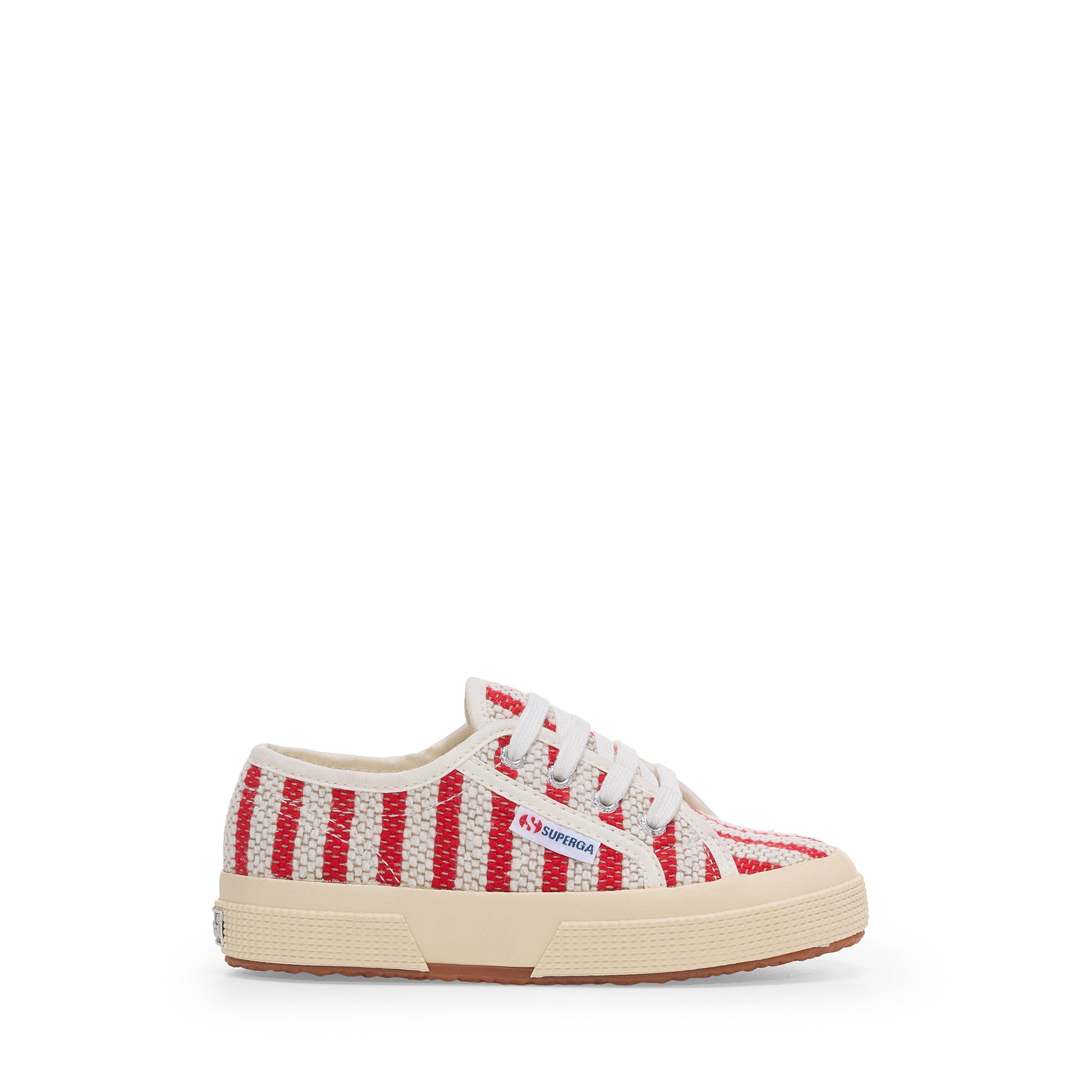 Superga 2750 Kids Cotton Stripes Sneakers, Main, color, Red-Off White