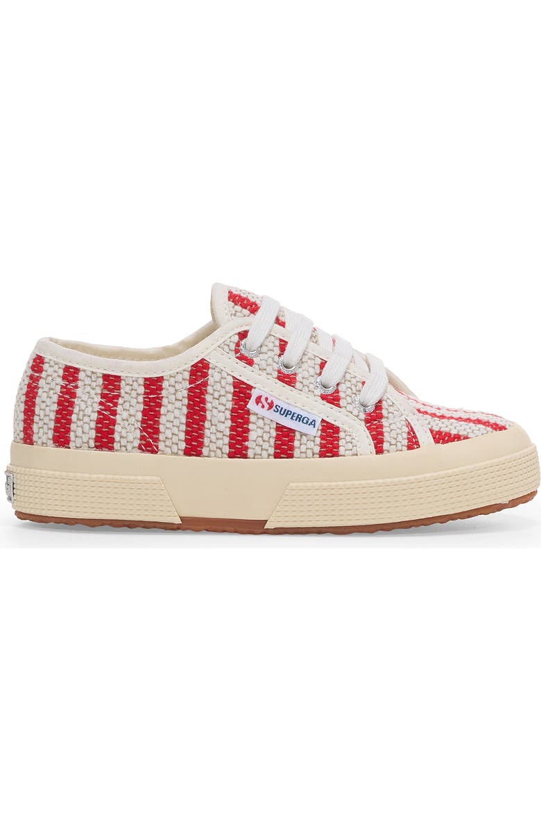 Superga 2750 Kids Cotton Stripes Sneakers, Main, color, Red-Off White